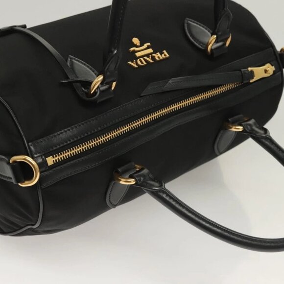 PRADA Hand Bag Nylon 2way Black Gold 1BB797 Auth am8598 - Picture 9 of 15